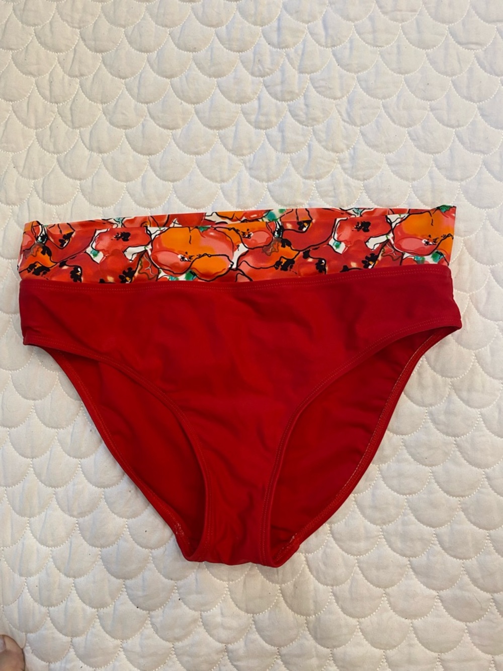 Skye Red Floral Mid Waist Bikini Bottoms Medium